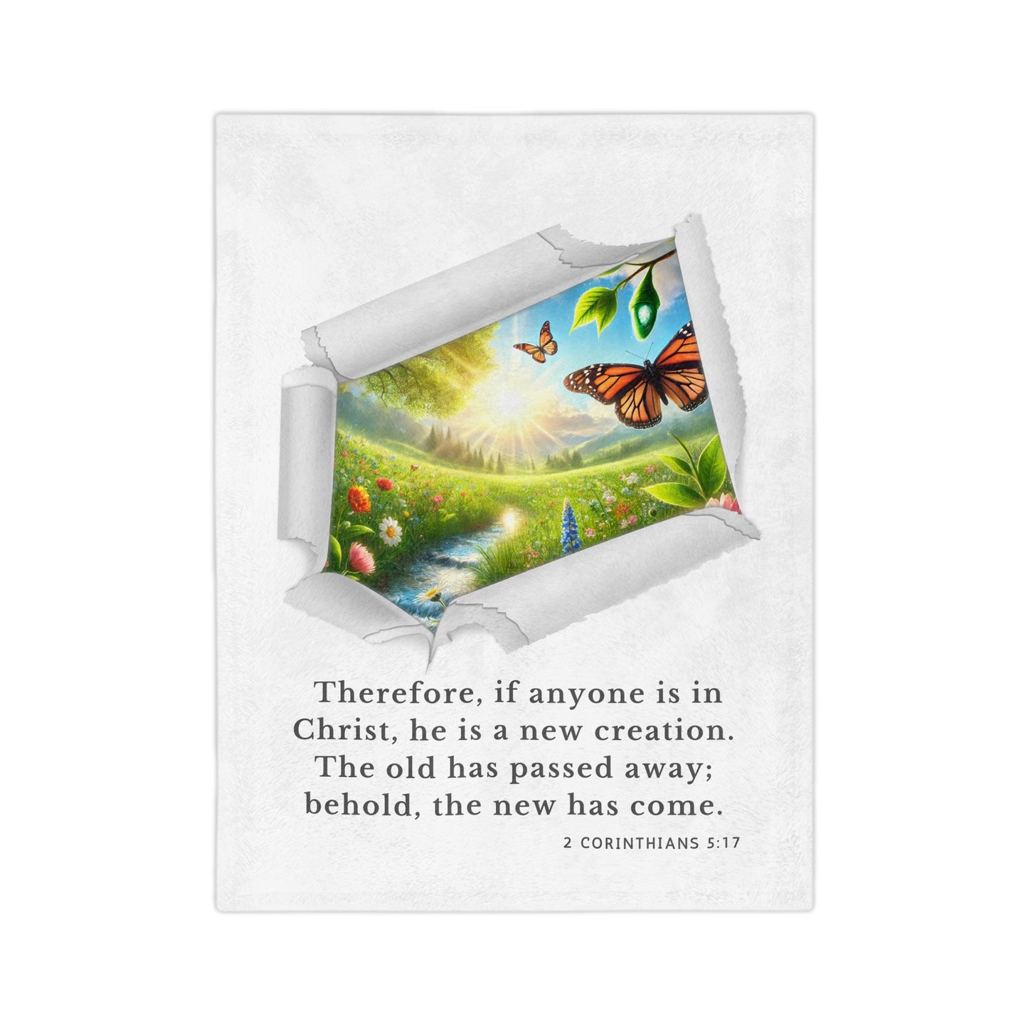 Velveteen Microfiber Blanket - New Creation - 2 Corinthians 5:17
