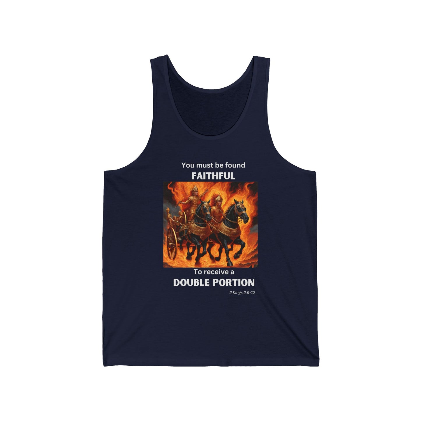 Unisex Jersey Tank - Double Portion - 2 Kings 2:9-12 (White Letters)