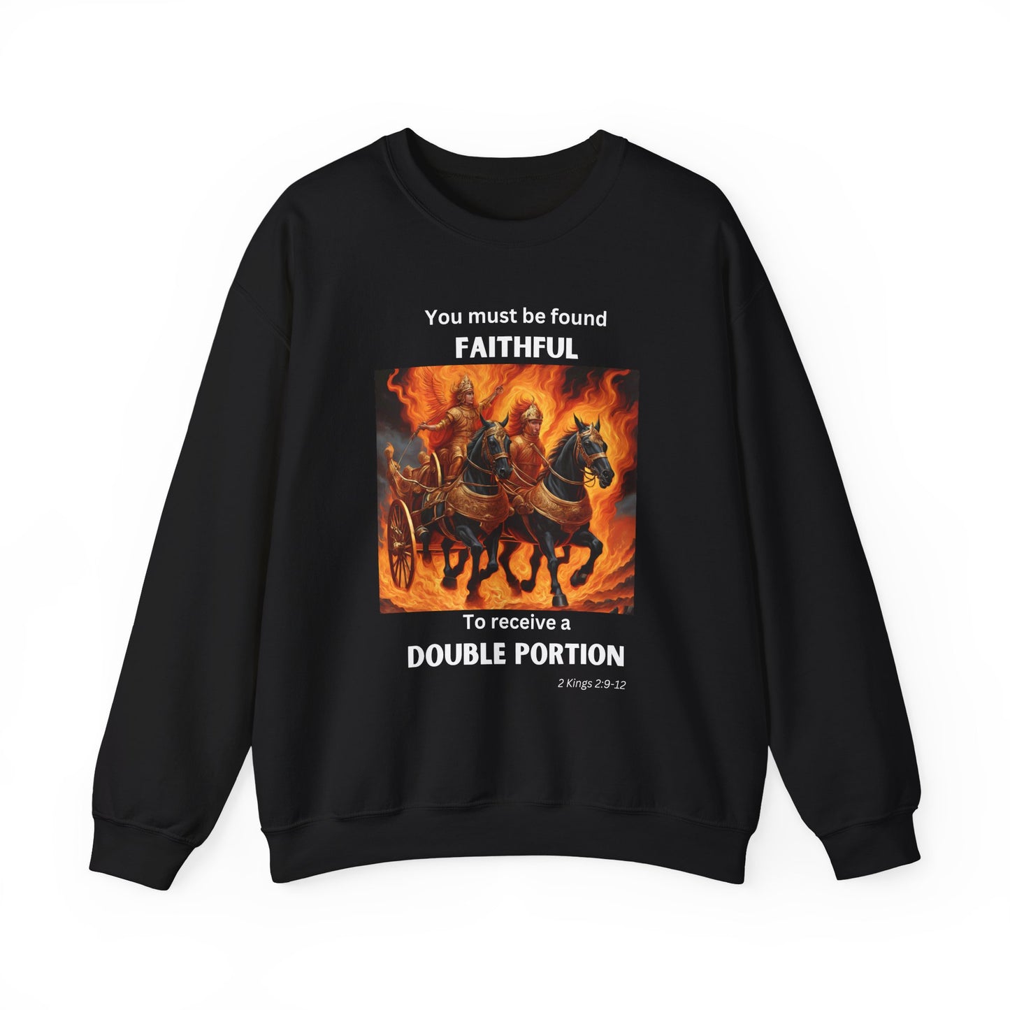 Unisex Heavy Blend™ Crewneck Sweatshirt - Double Portion - 2 Kings 2:9-12 (White Letters)