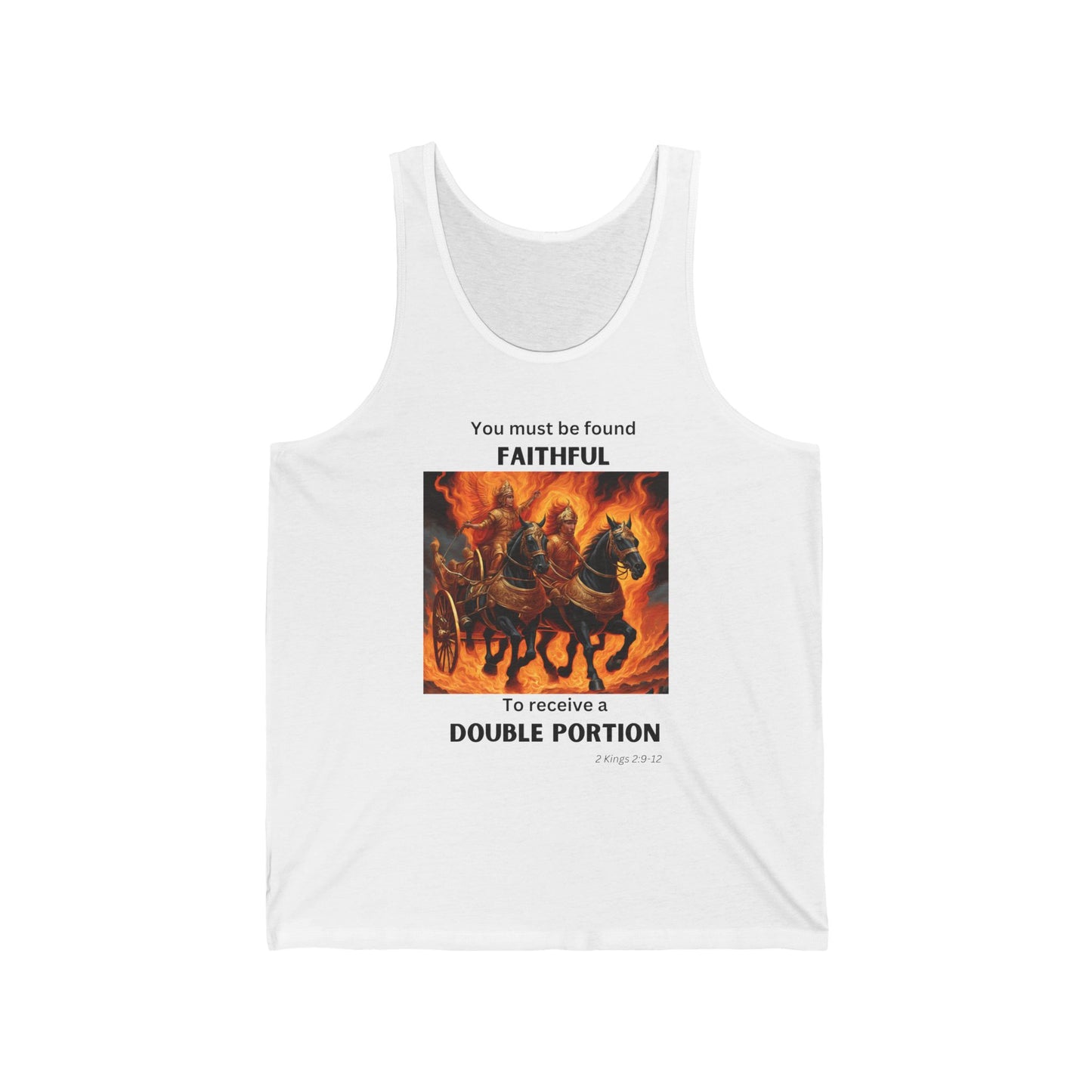 Unisex Jersey Tank - Double Portion - 2 Kings 2:9-12 (White)