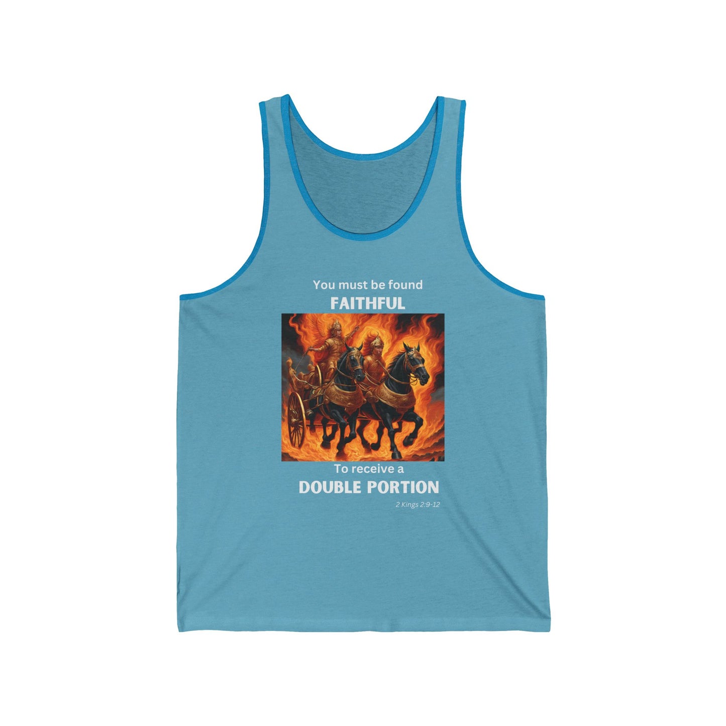 Unisex Jersey Tank - Double Portion - 2 Kings 2:9-12 (White Letters)