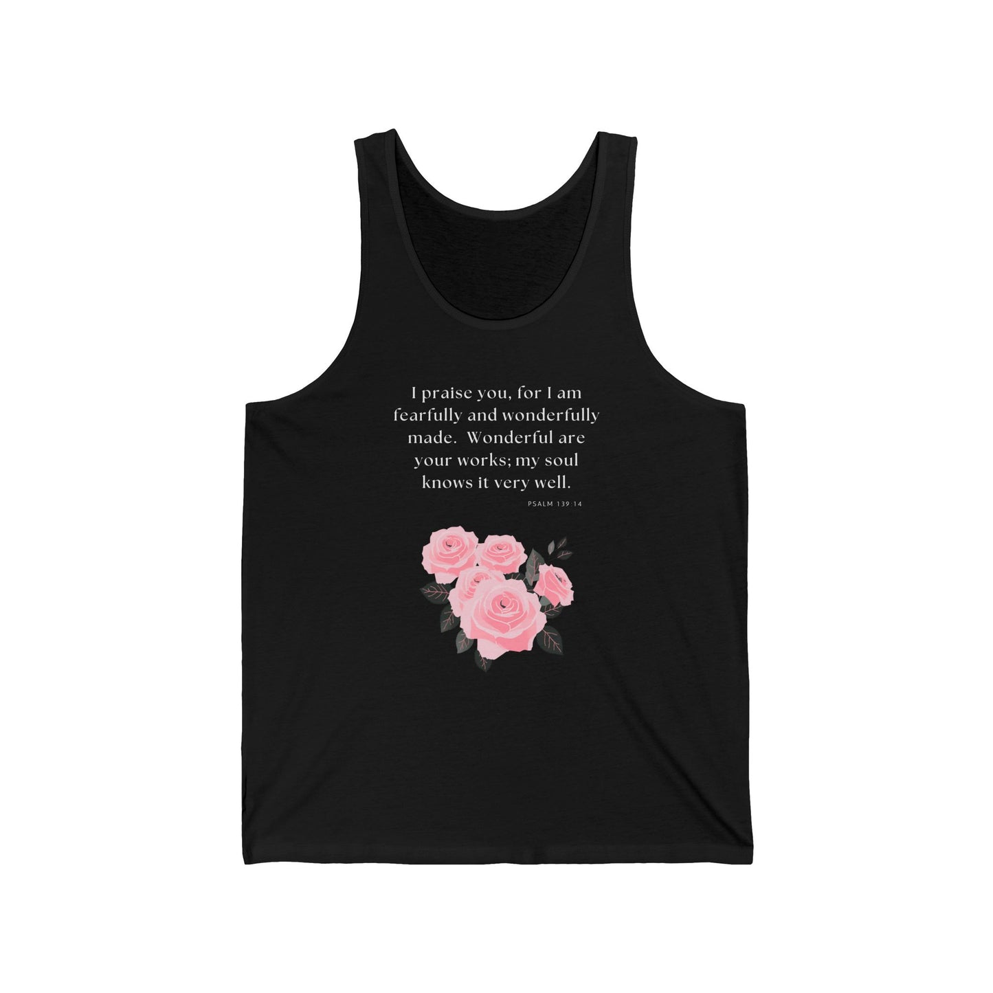 Unisex Jersey Tank - Awesomely Wonderful - Psalm 139:14 (White Letters)