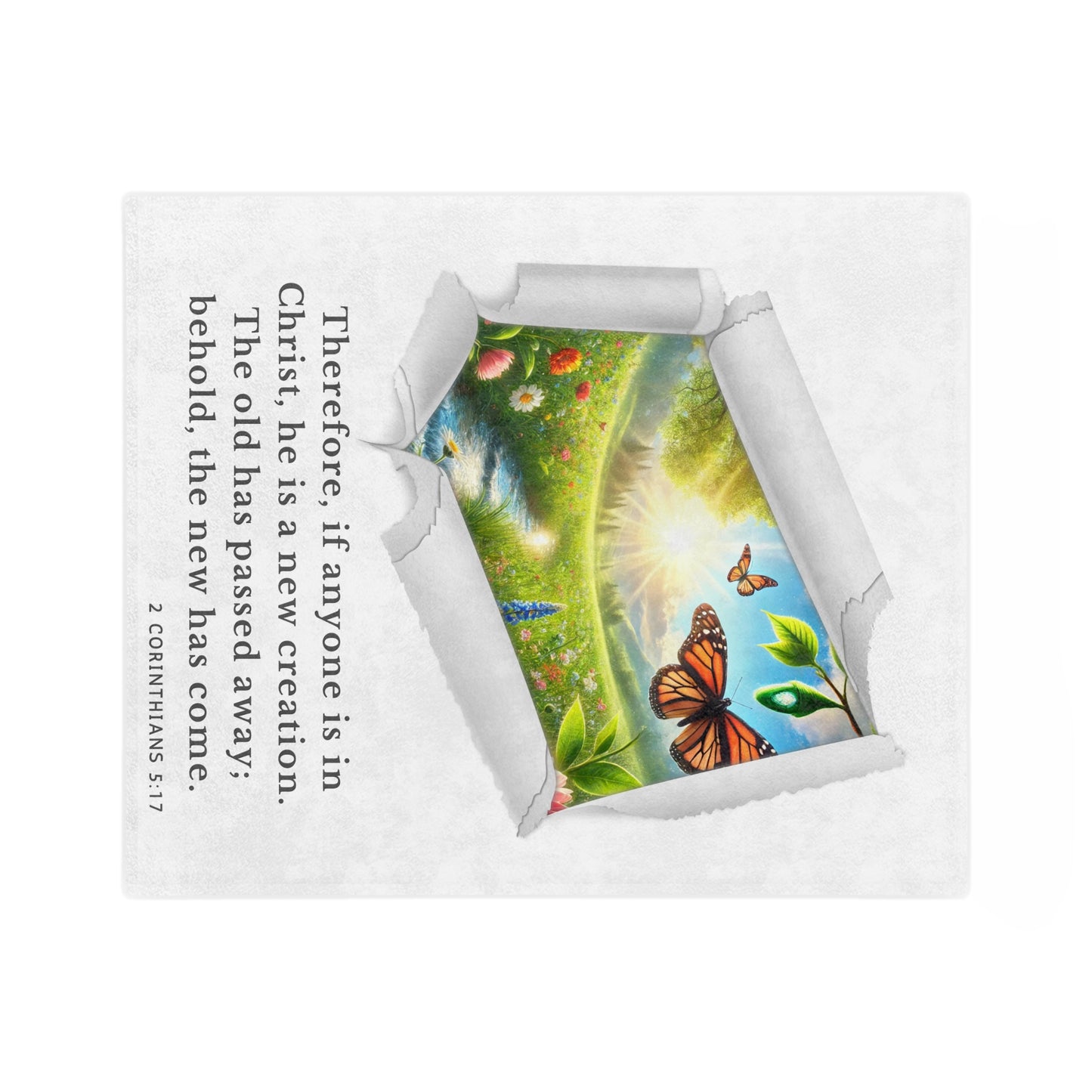 Velveteen Microfiber Blanket - New Creation - 2 Corinthians 5:17