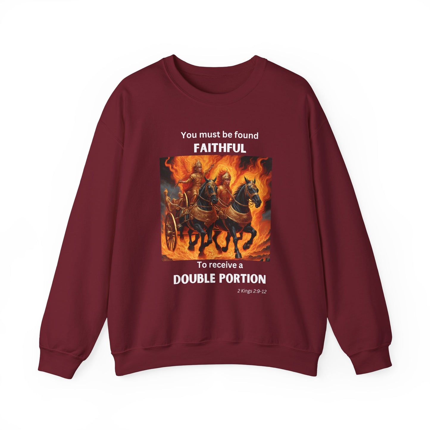 Unisex Heavy Blend™ Crewneck Sweatshirt - Double Portion - 2 Kings 2:9-12 (White Letters)