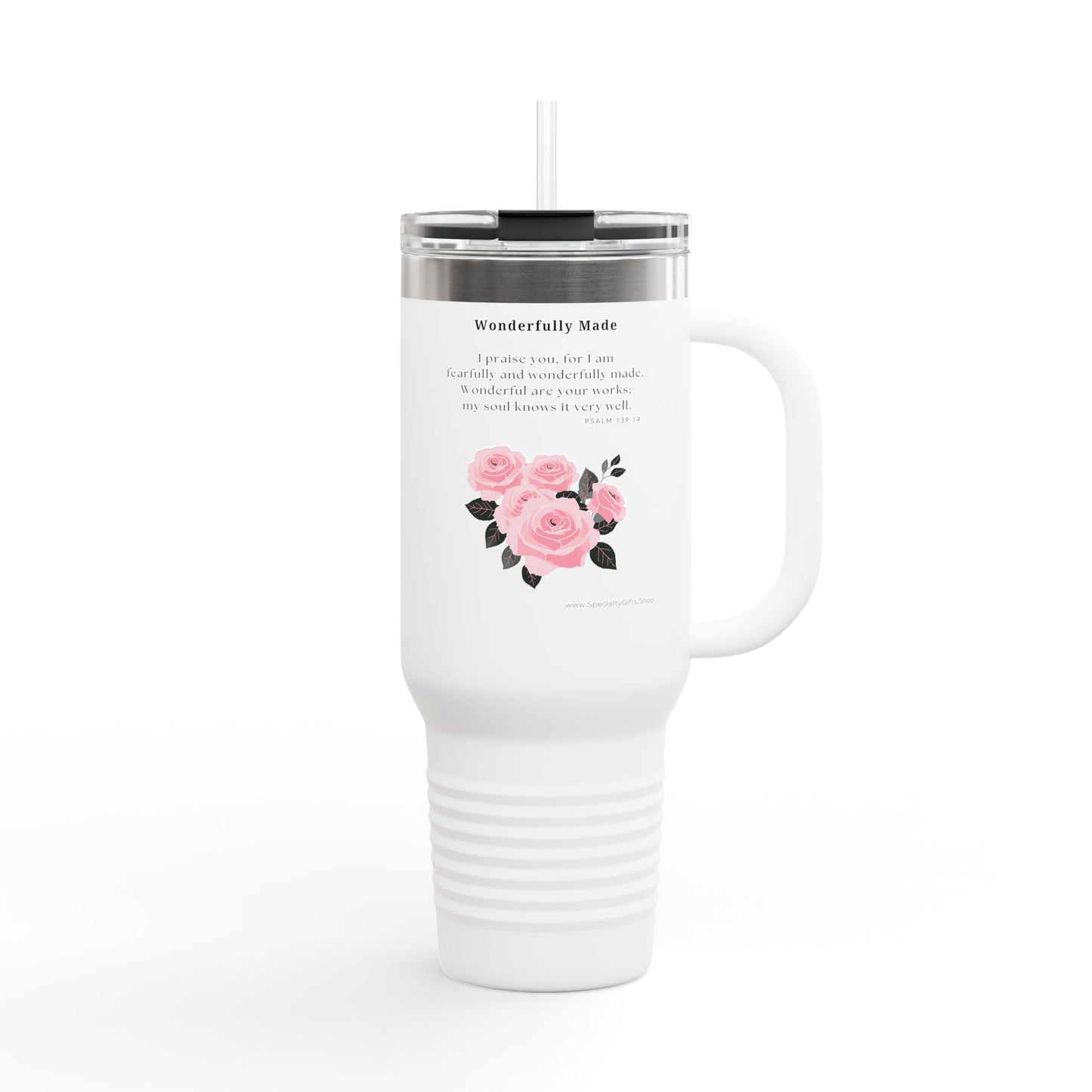 Insulated Travel Mug, 40oz - Wonderfully Made - Psalm 139:14