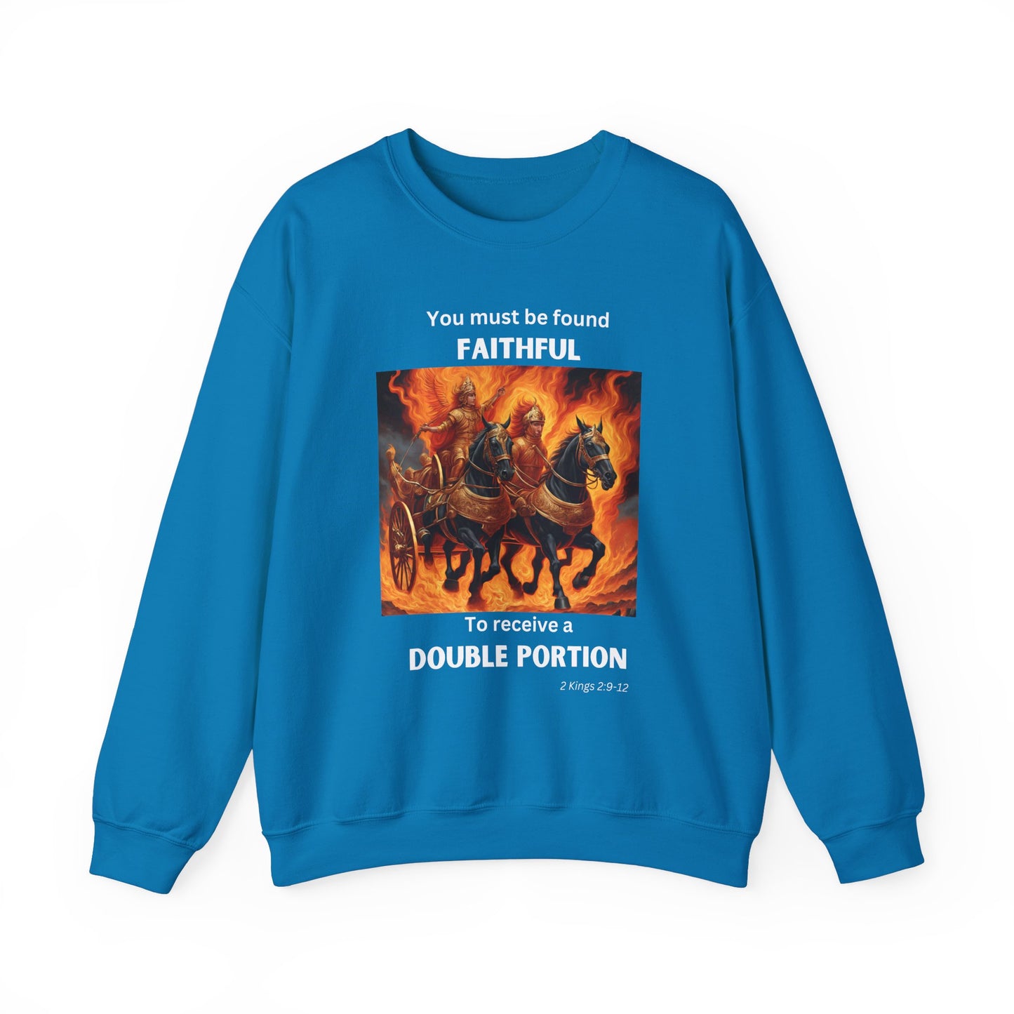 Unisex Heavy Blend™ Crewneck Sweatshirt - Double Portion - 2 Kings 2:9-12 (White Letters)