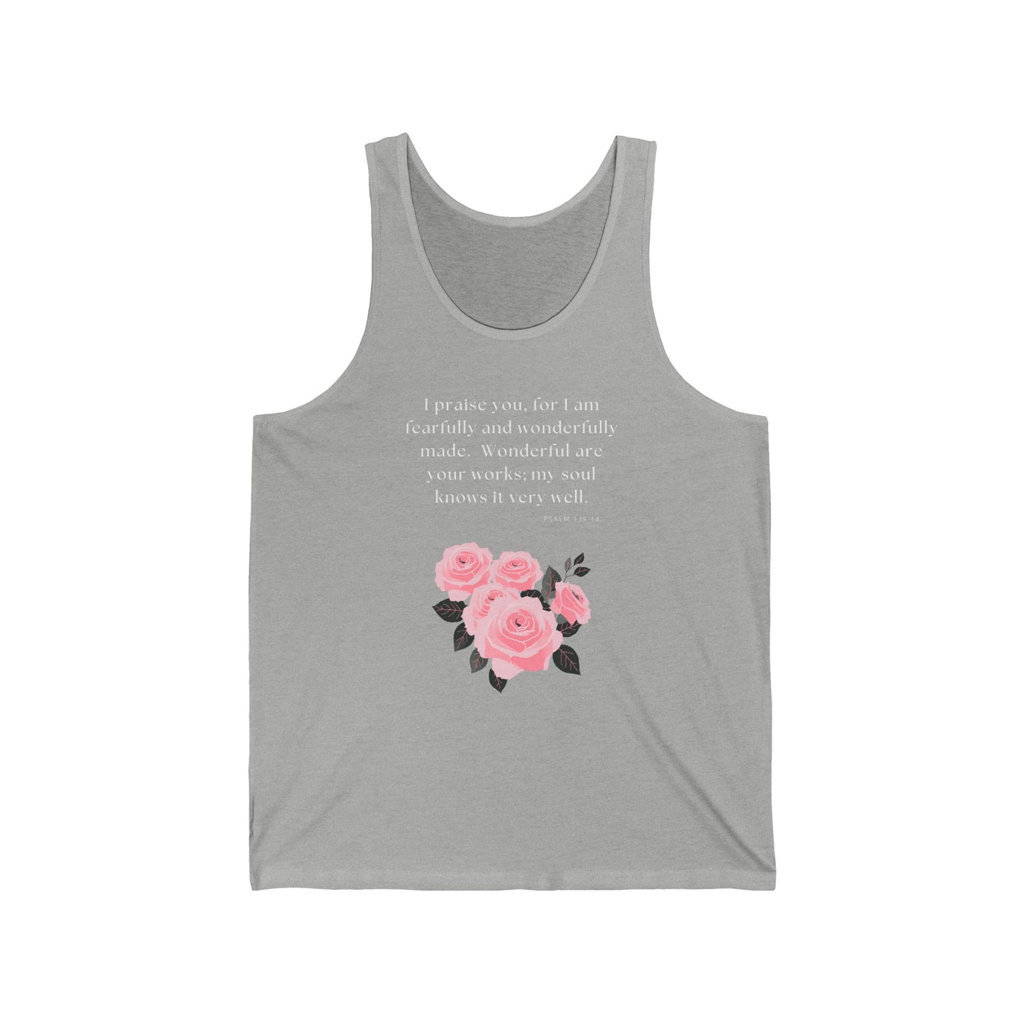 Unisex Jersey Tank - Awesomely Wonderful - Psalm 139:14 (White Letters)