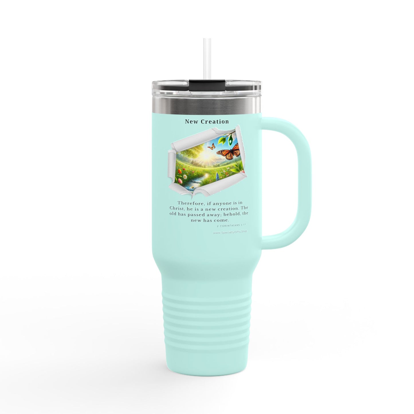 Insulated Travel Mug, 40oz - New Creation - 2 Corinthians 5:17