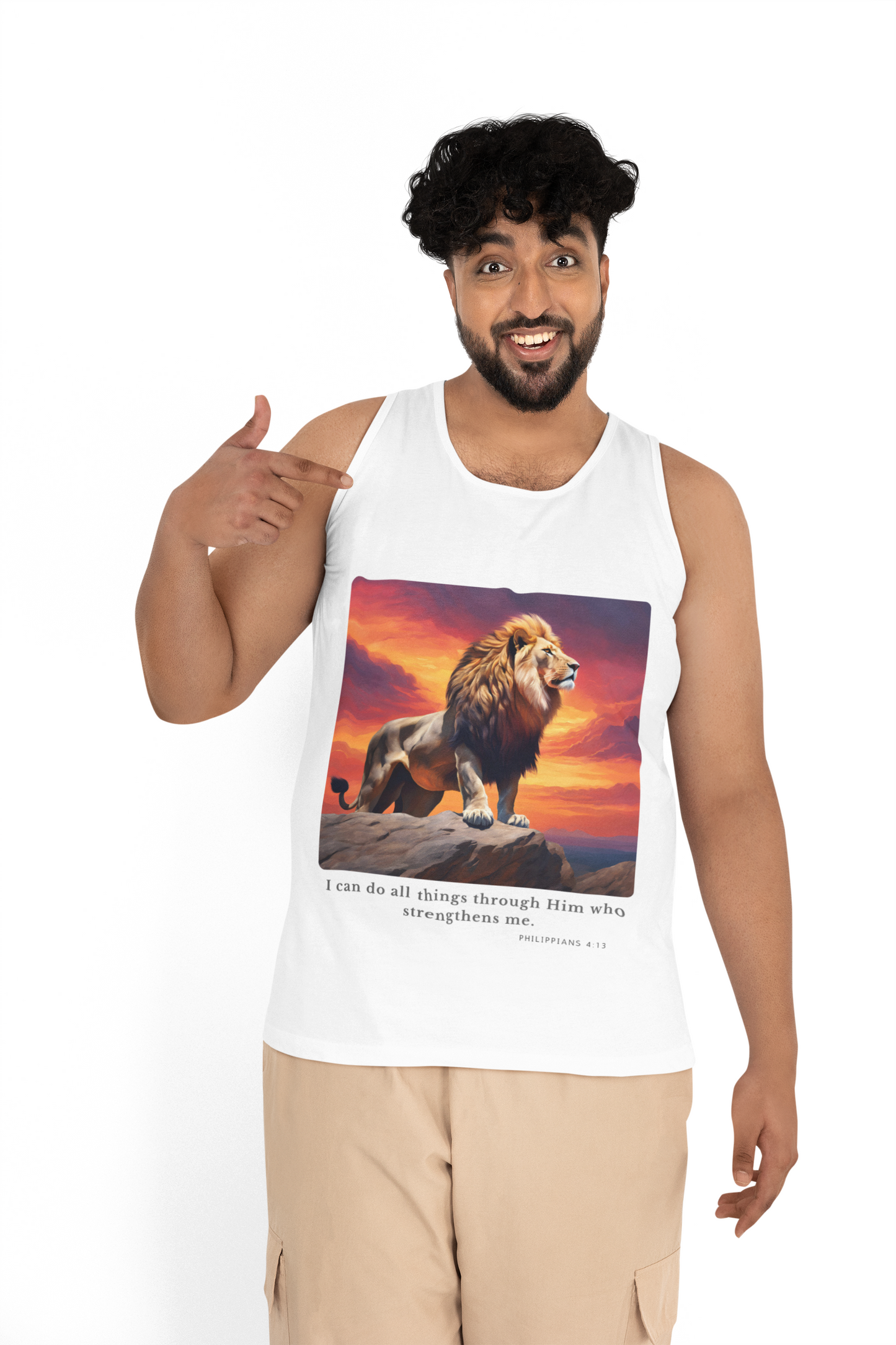 Unisex Jersey Tank - I Know A Guy - Philippians 4:13 (White)