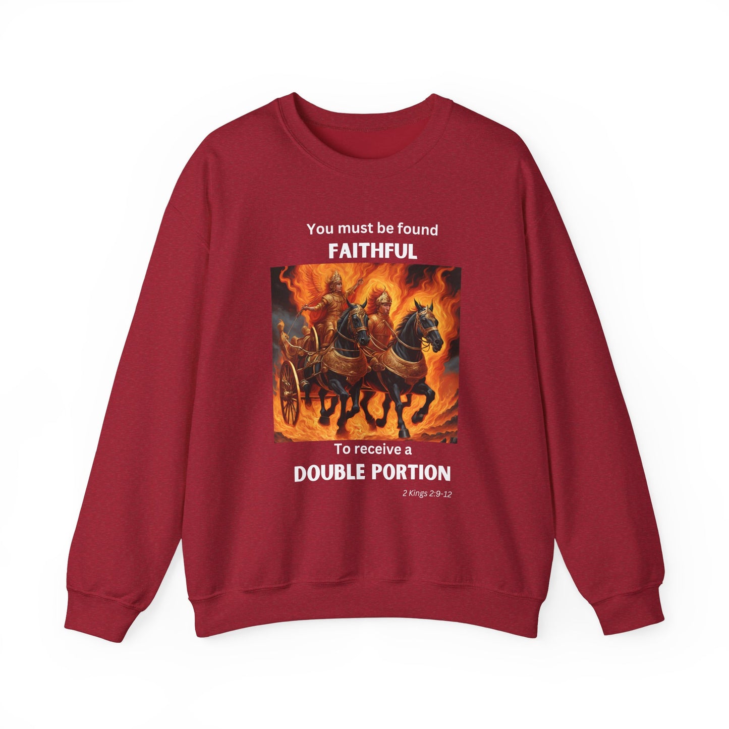 Unisex Heavy Blend™ Crewneck Sweatshirt - Double Portion - 2 Kings 2:9-12 (White Letters)