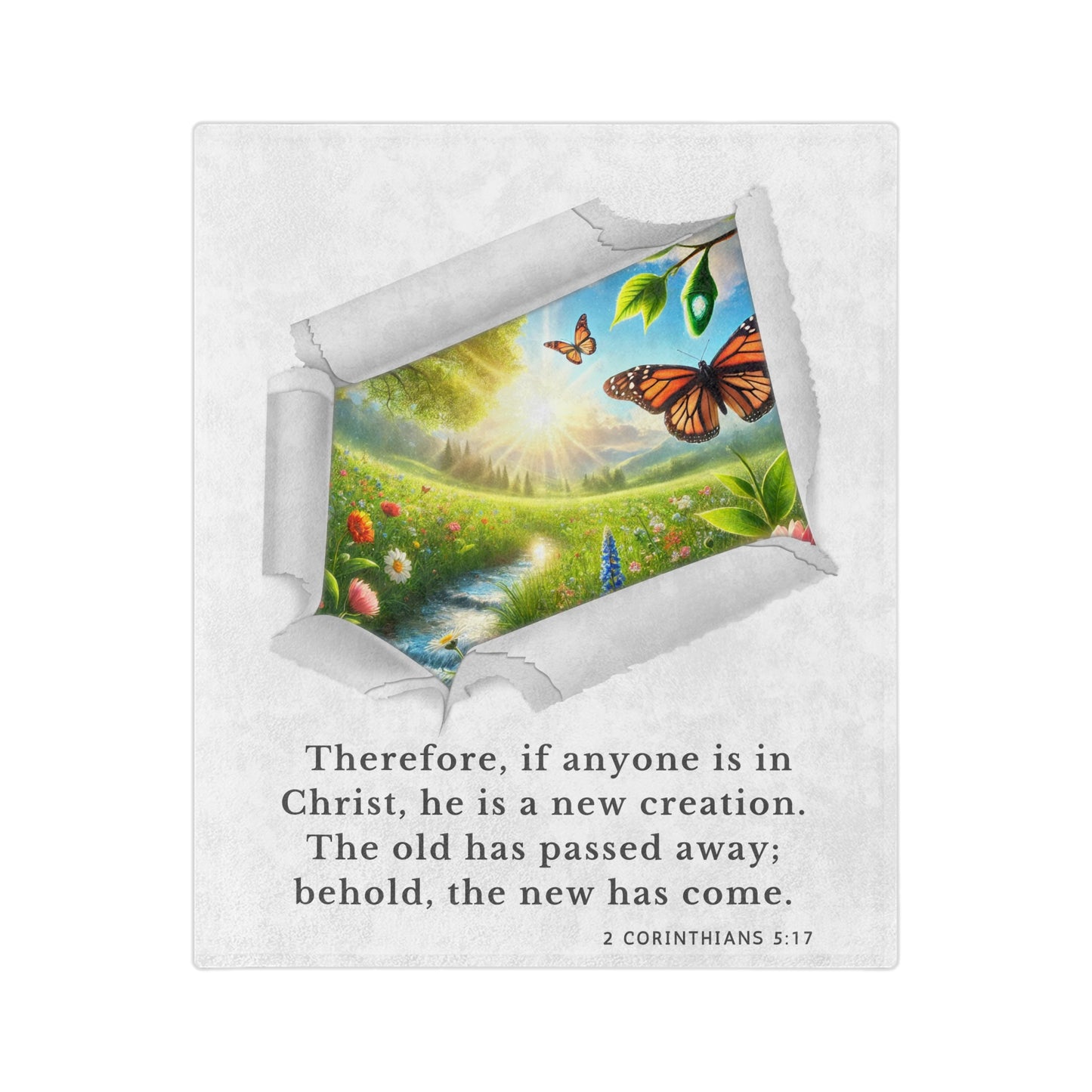 Velveteen Microfiber Blanket - New Creation - 2 Corinthians 5:17