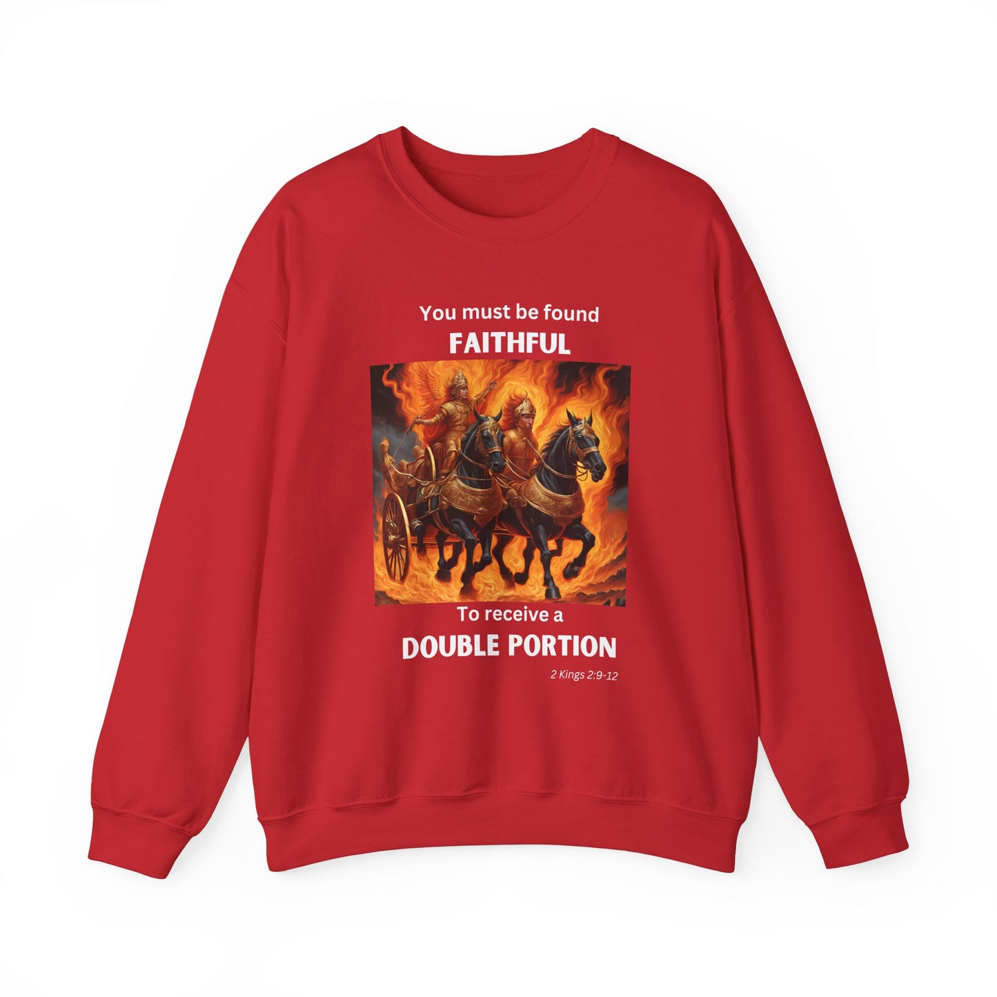 Unisex Heavy Blend™ Crewneck Sweatshirt - Double Portion - 2 Kings 2:9-12 (White Letters)