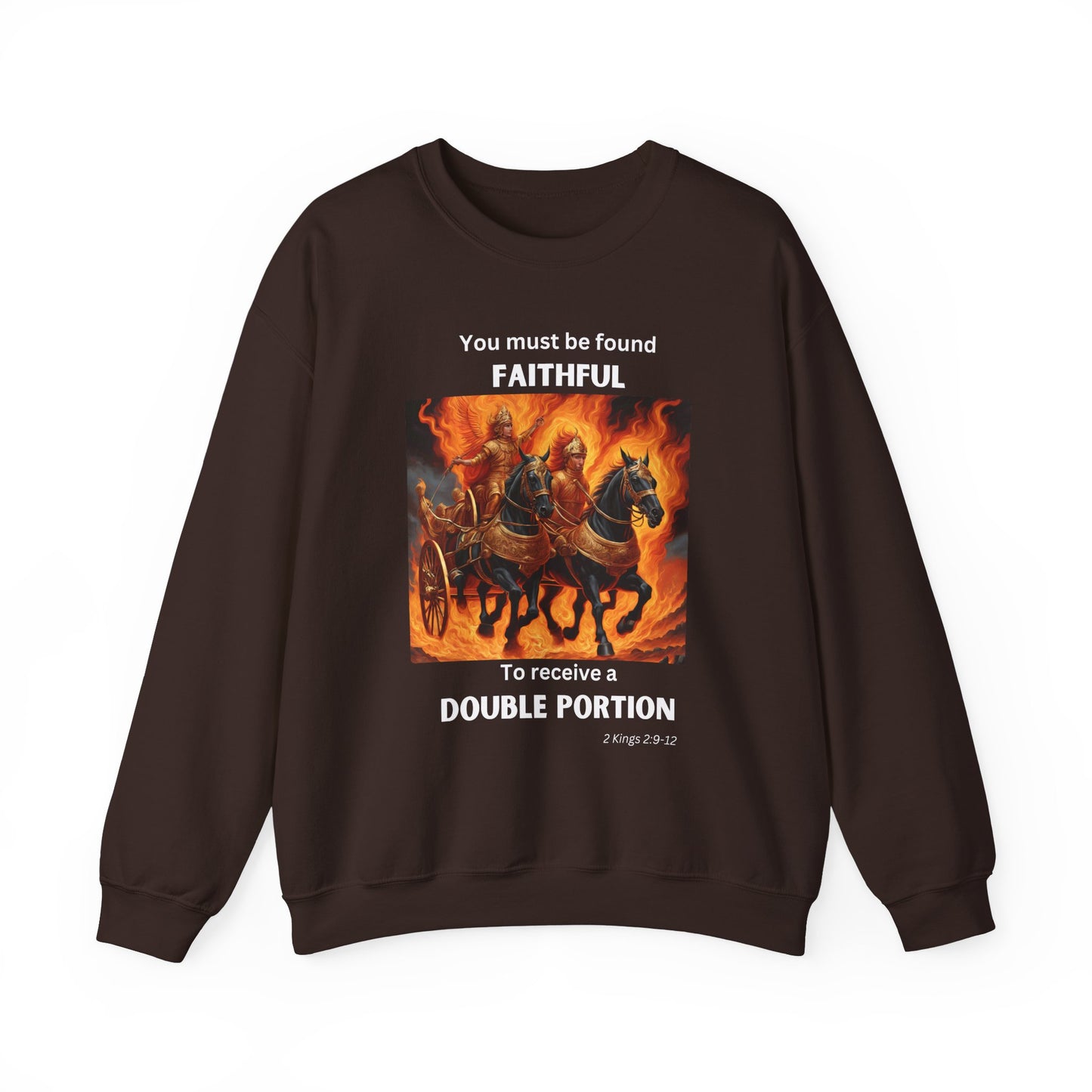 Unisex Heavy Blend™ Crewneck Sweatshirt - Double Portion - 2 Kings 2:9-12 (White Letters)