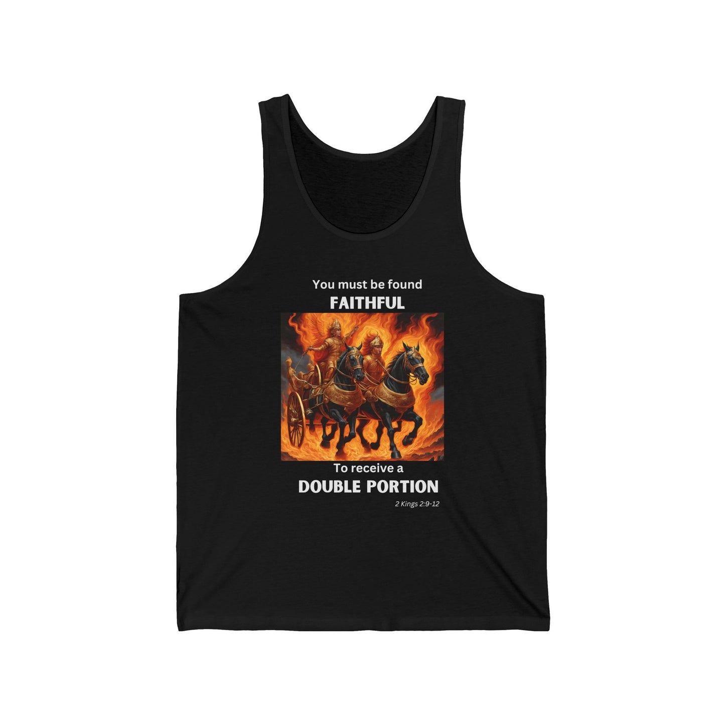 Unisex Jersey Tank - Double Portion - 2 Kings 2:9-12 (White Letters)