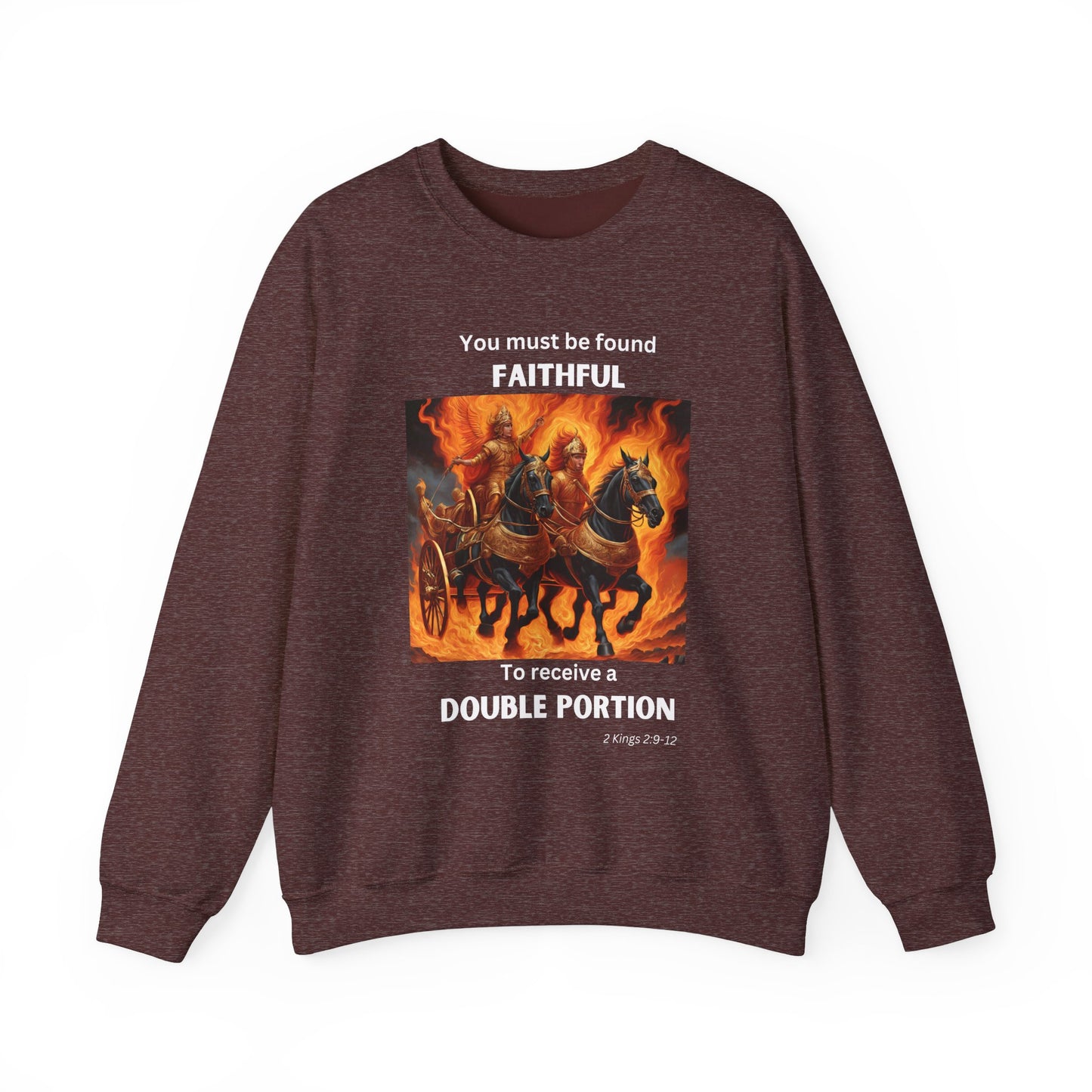 Unisex Heavy Blend™ Crewneck Sweatshirt - Double Portion - 2 Kings 2:9-12 (White Letters)