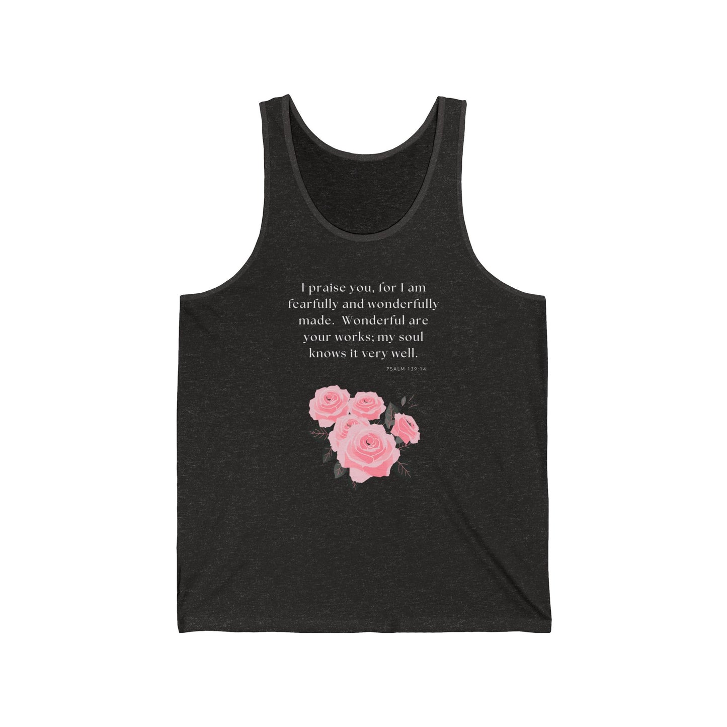 Unisex Jersey Tank - Awesomely Wonderful - Psalm 139:14 (White Letters)
