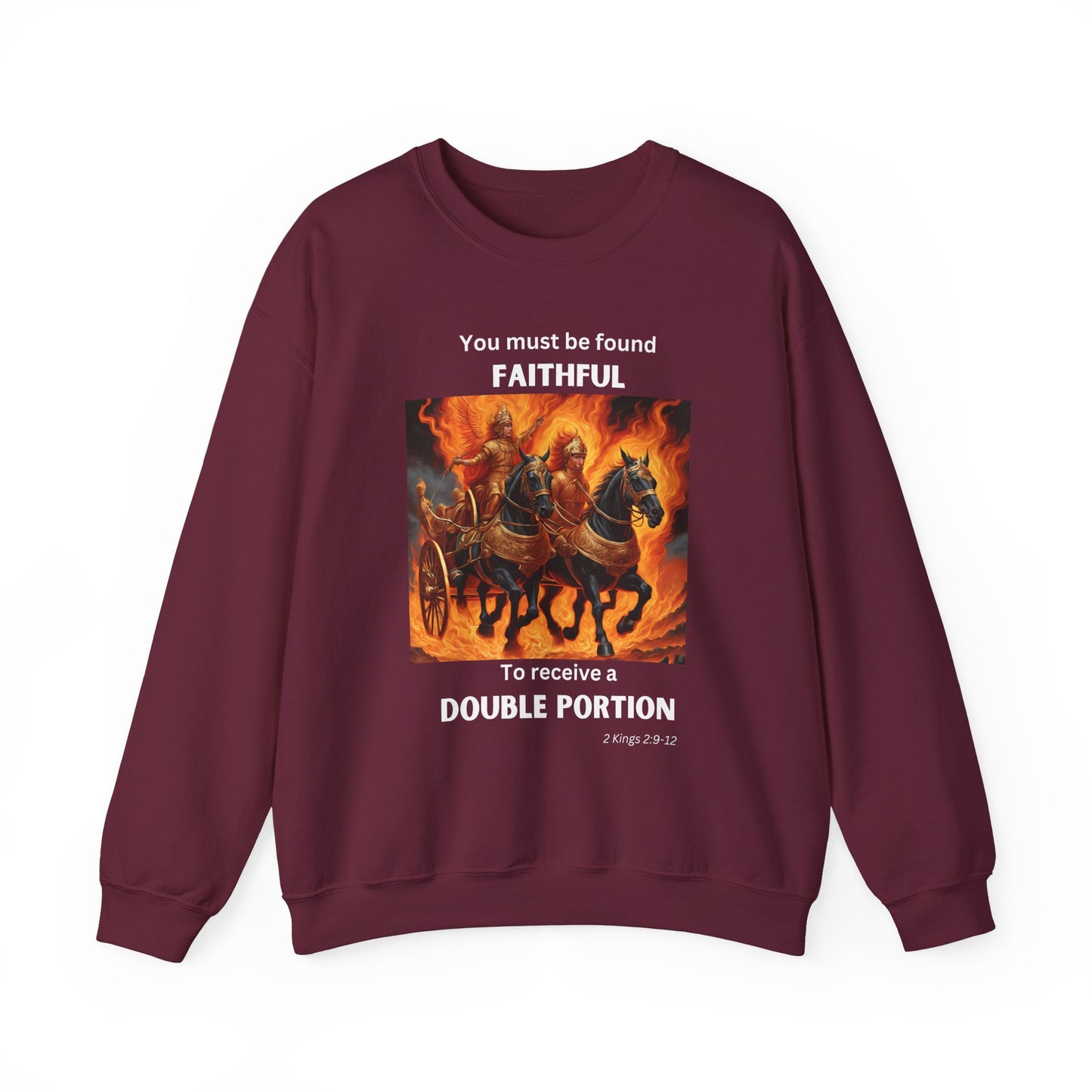 Unisex Heavy Blend™ Crewneck Sweatshirt - Double Portion - 2 Kings 2:9-12 (White Letters)