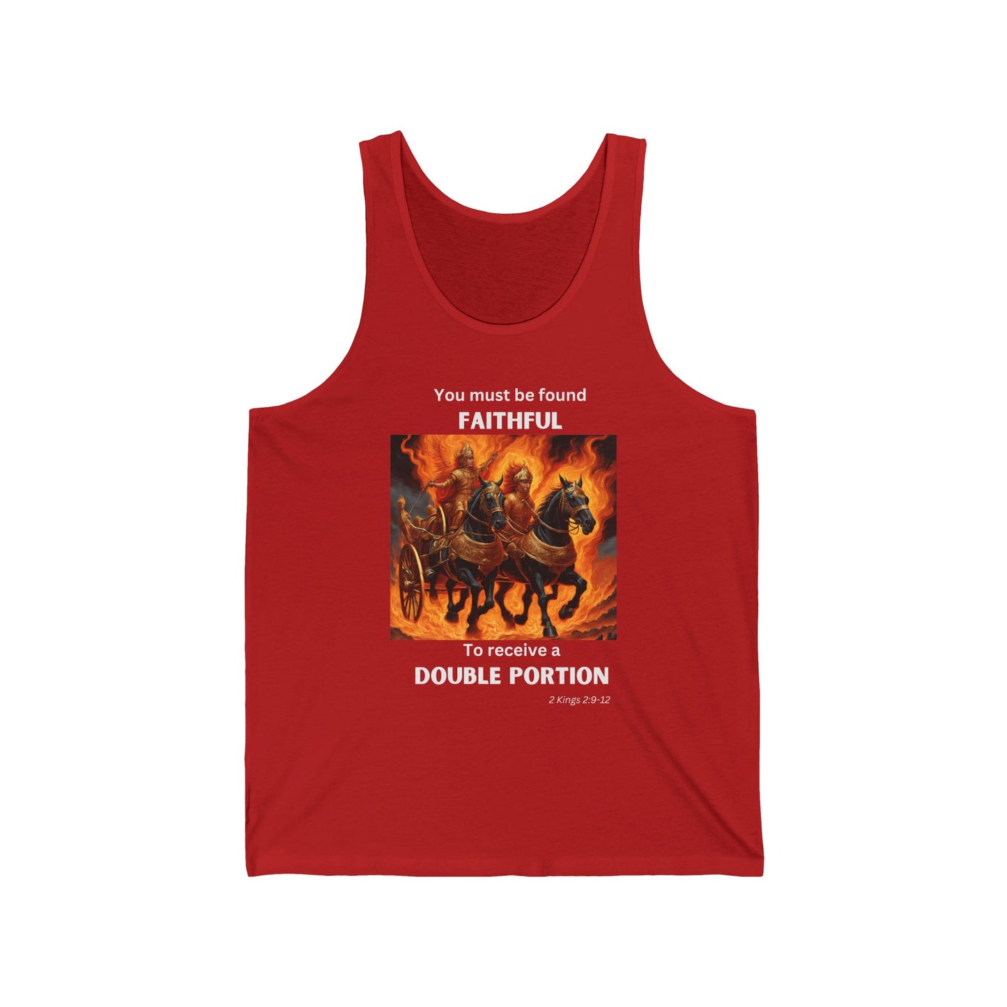 Unisex Jersey Tank - Double Portion - 2 Kings 2:9-12 (White Letters)