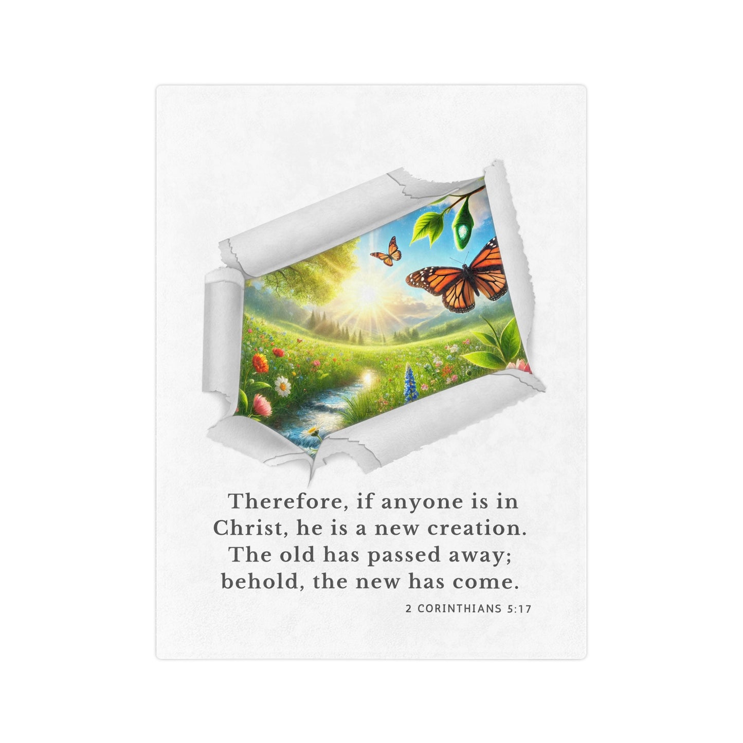 Velveteen Microfiber Blanket - New Creation - 2 Corinthians 5:17