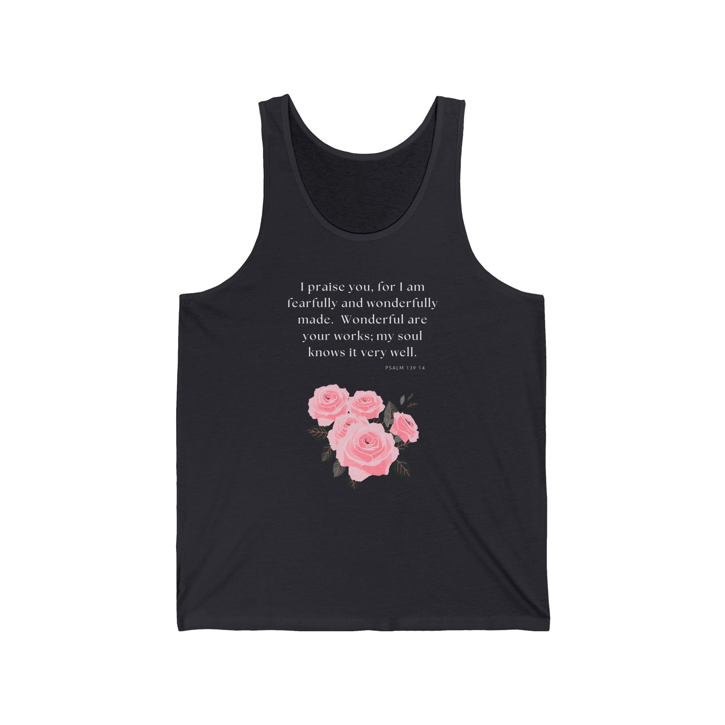 Unisex Jersey Tank - Awesomely Wonderful - Psalm 139:14 (White Letters)