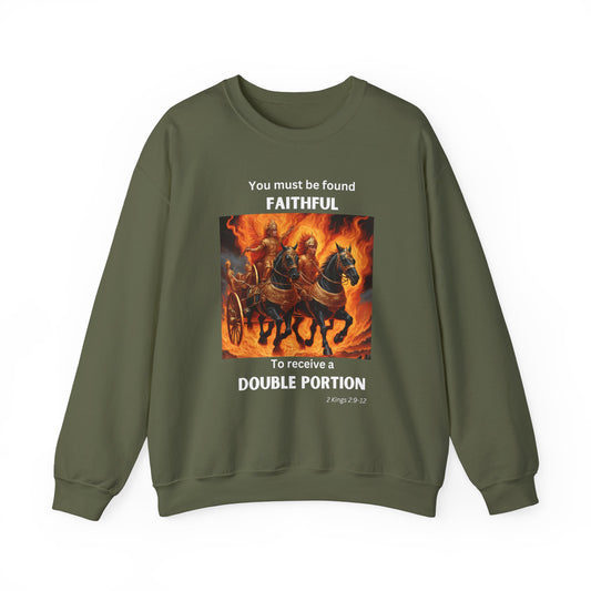 Unisex Heavy Blend™ Crewneck Sweatshirt - Double Portion - 2 Kings 2:9-12 (White Letters)
