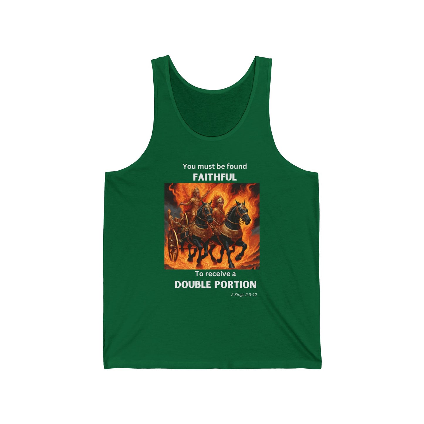 Unisex Jersey Tank - Double Portion - 2 Kings 2:9-12 (White Letters)